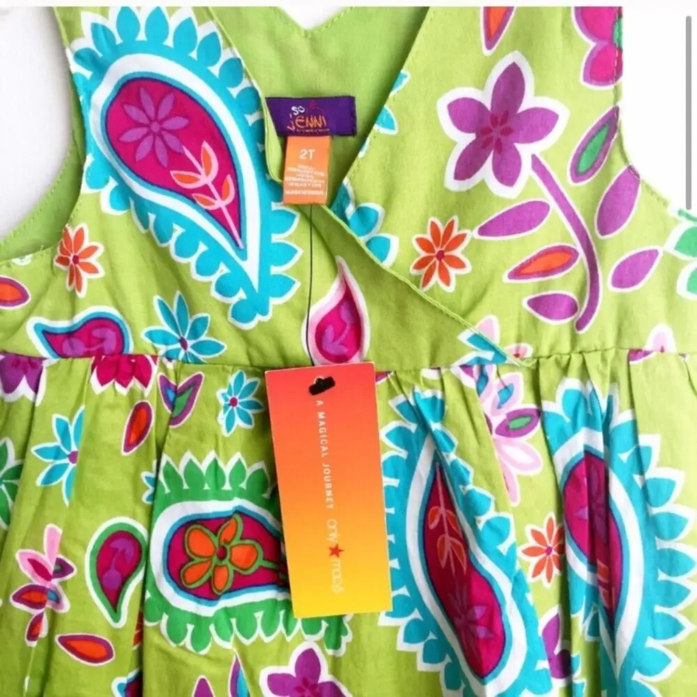 New Girls Dress Sz 2T Big Paisley Print Green Dress So Jenni Dress